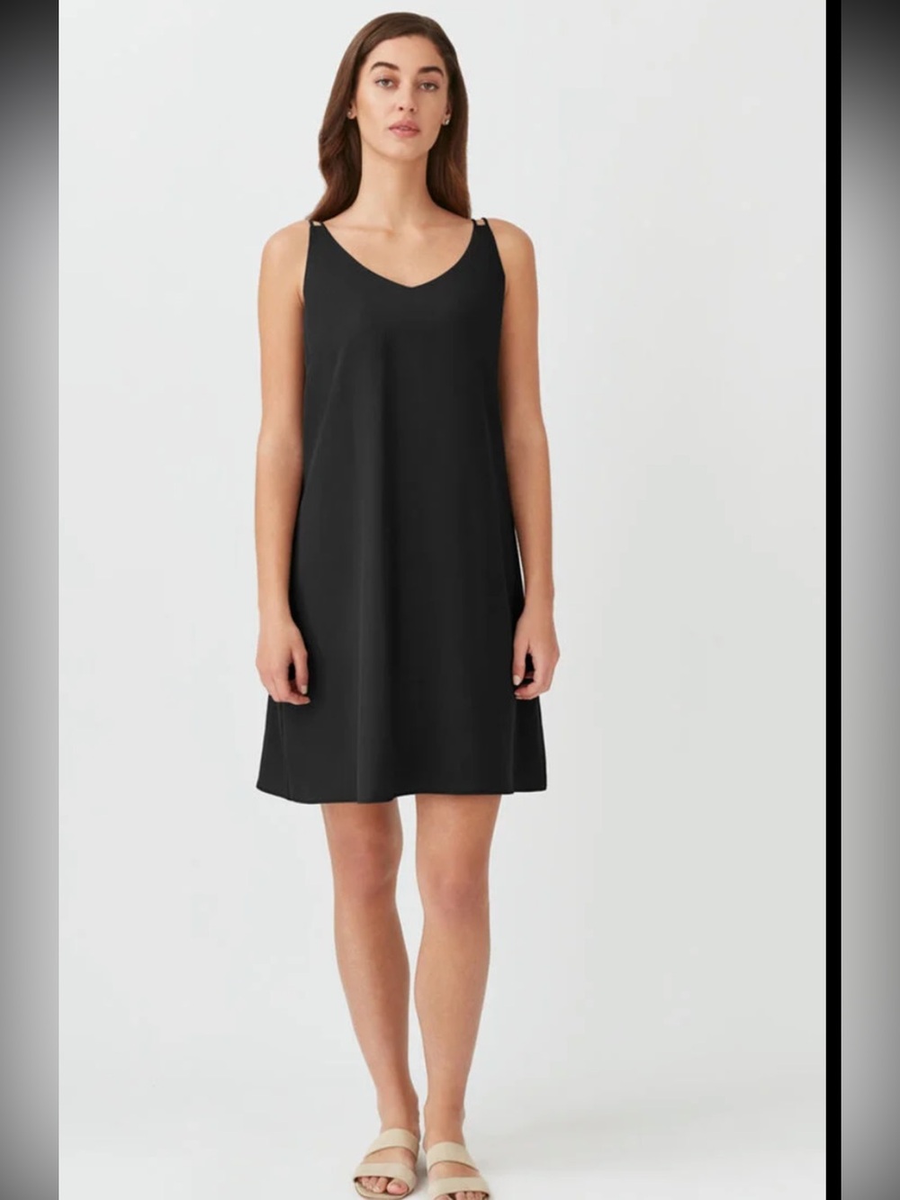 Cuyana Black Tencel Tie Back Short Dress